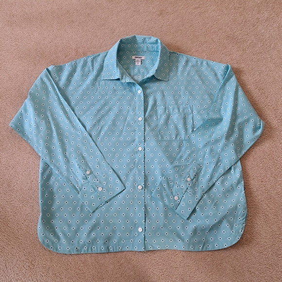 DKNY Pajama Set 2 Piece Blue White Womens Size Small Geometric PJ Set Loungewear - Picture 12 of 16